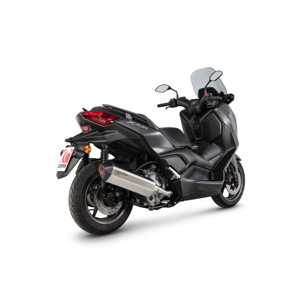 Scorpion Exhaust Yamaha X-Max 300 Euro 5 2021 - 2025 Serket Parallel Slip-on Brushed Stainless Steel Sleeve